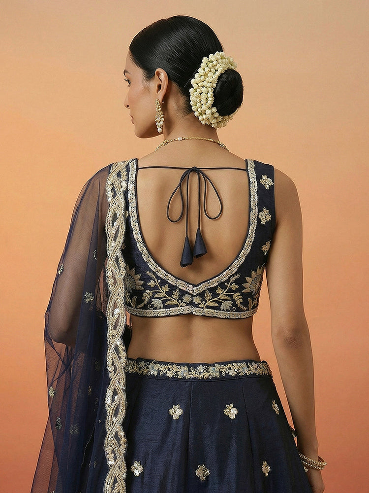 Tissue Beads with Embroidered Lehenga Choli with Dupatta