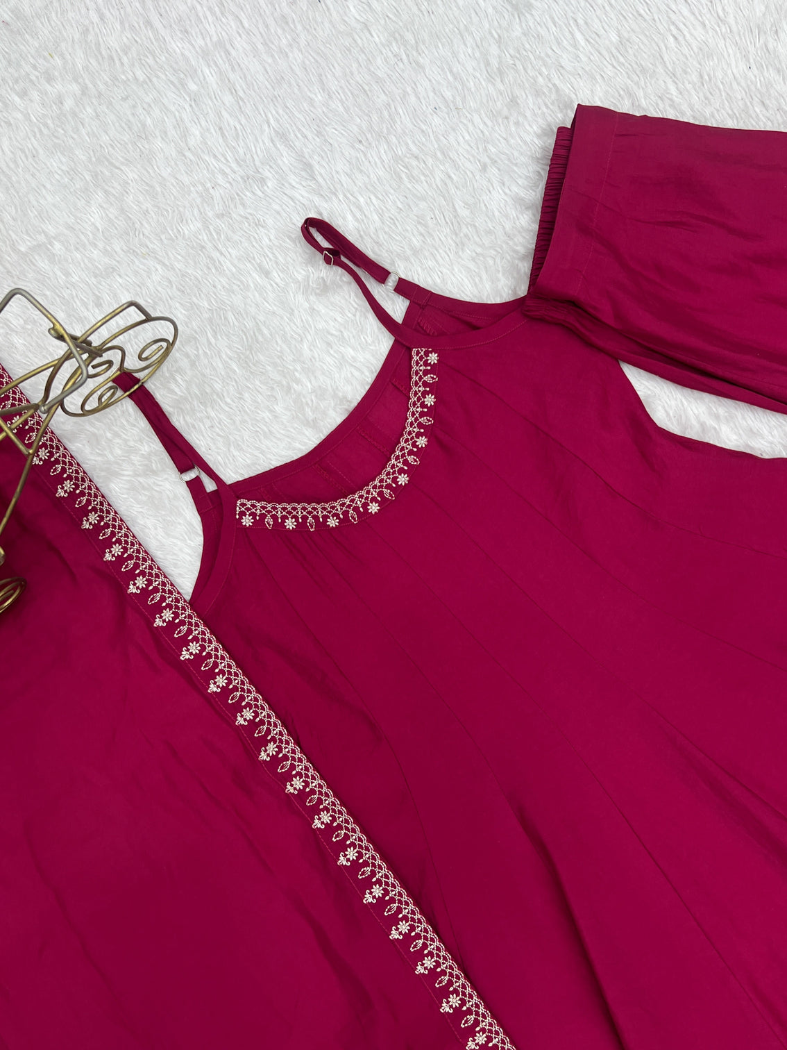 Dark Pink Chanderi Anarkali Gown