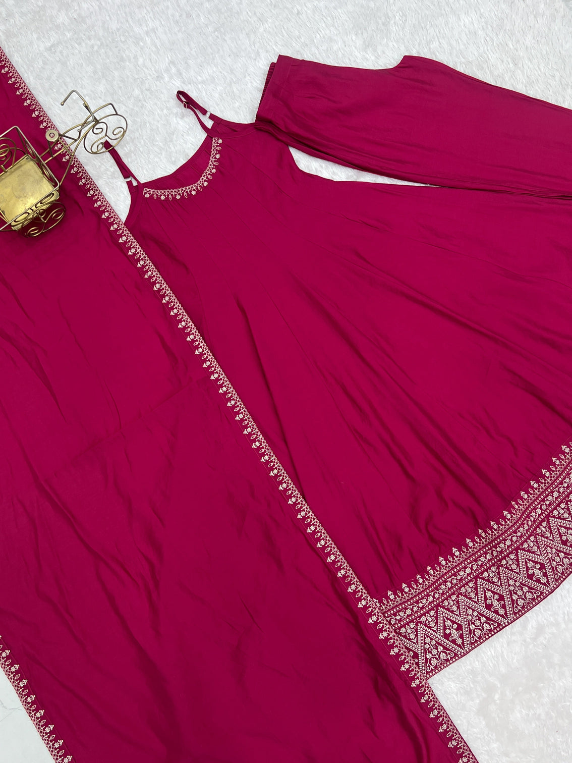 Dark Pink Chanderi Anarkali Gown