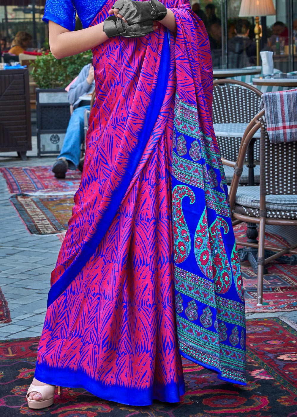 Dark Pink Elegant Satin Crepe Saree – A Perfect Blend of Luxury & Grace