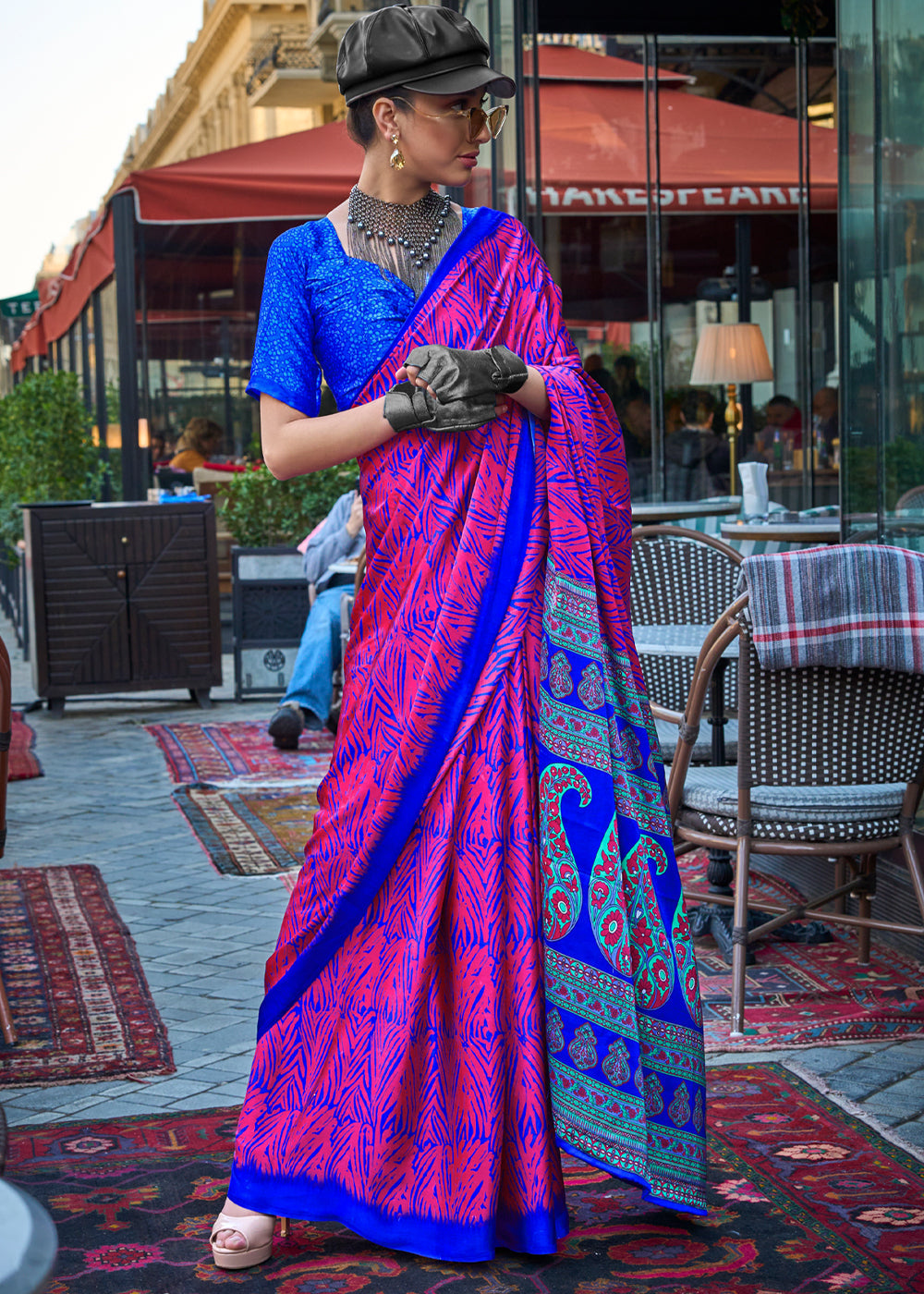 Dark Pink Elegant Satin Crepe Saree – A Perfect Blend of Luxury & Grace