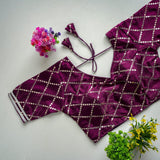 Dark Purple Metalic Blouse with Exquisite Sequence Embroidery