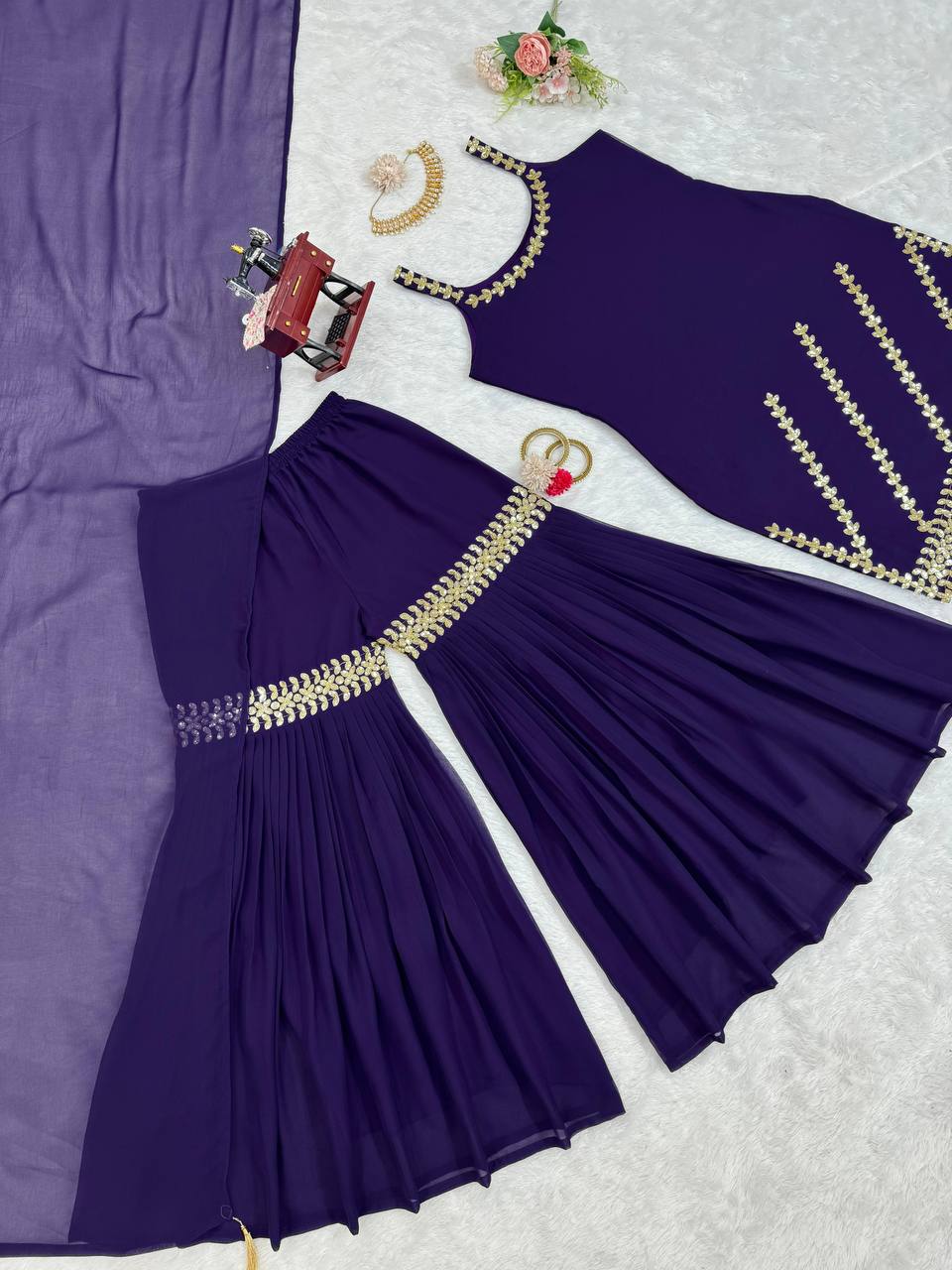 Dark Purple Rakhi Special Elegant Sharara Set