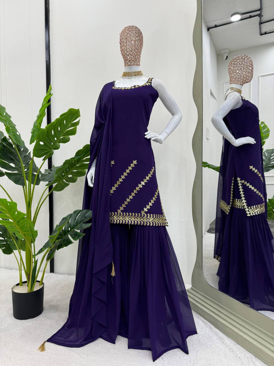 Dark Purple Rakhi Special Elegant Sharara Set