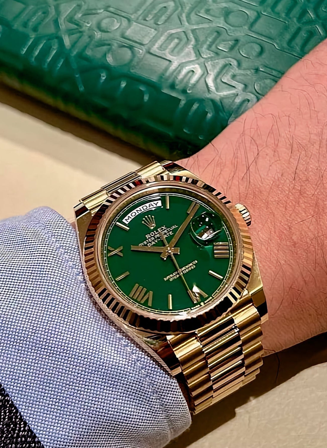 Rolex Day Date Gold/ Green Watch