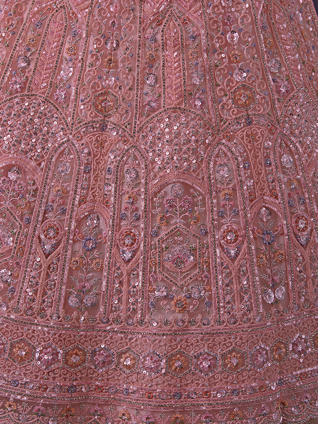 Dazzle in Delicate Pink Shimmering Sequence Lehenga Choli Set