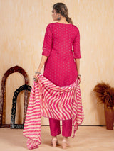 Dazzling Rani Pink Embroidered Silk Event Wear Pant Suit