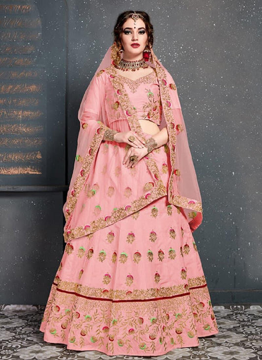 Decent Peach Color With Silk Base Lehenga Choli