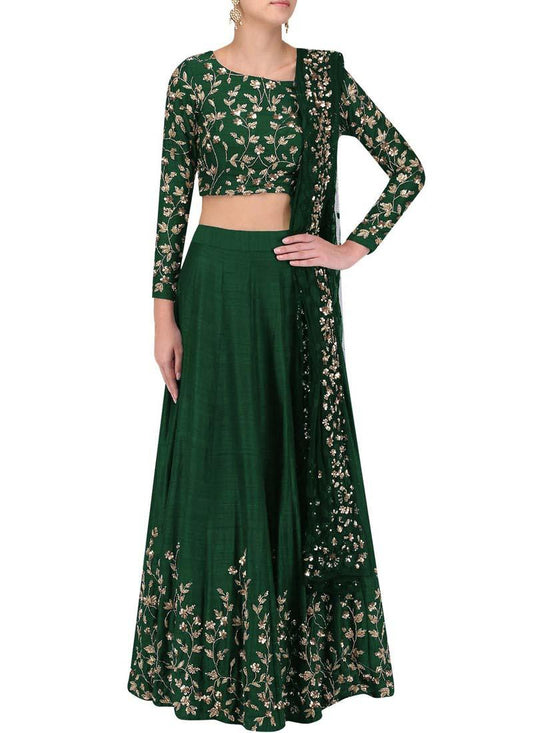 Delightful Green Banglori Silk Base Embroidered Lehenga Choli