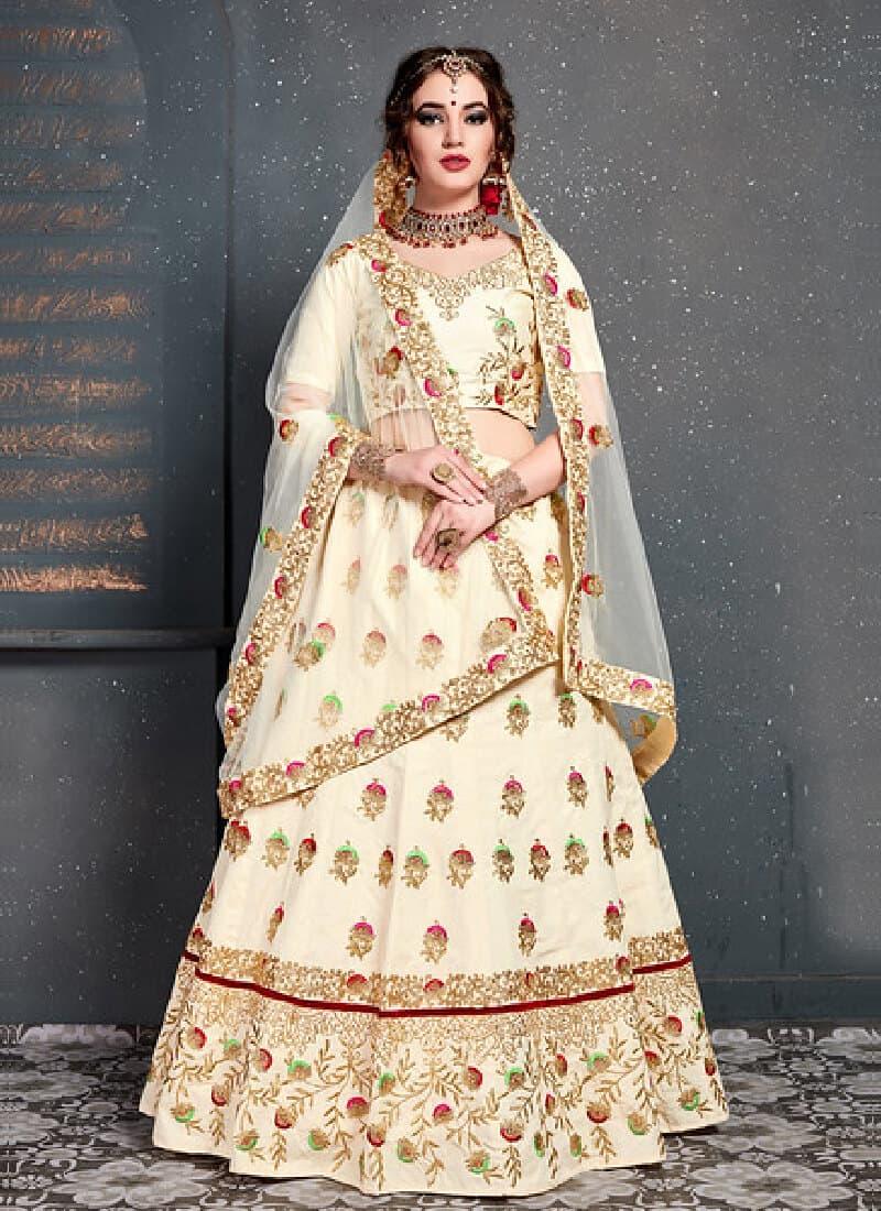 Delightful Off-white Color With Silk Base Lehenga Choli