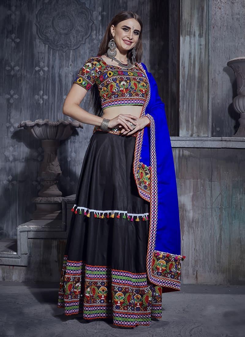 Designer Chaniya Choli For Navratri With Blue Dupatta