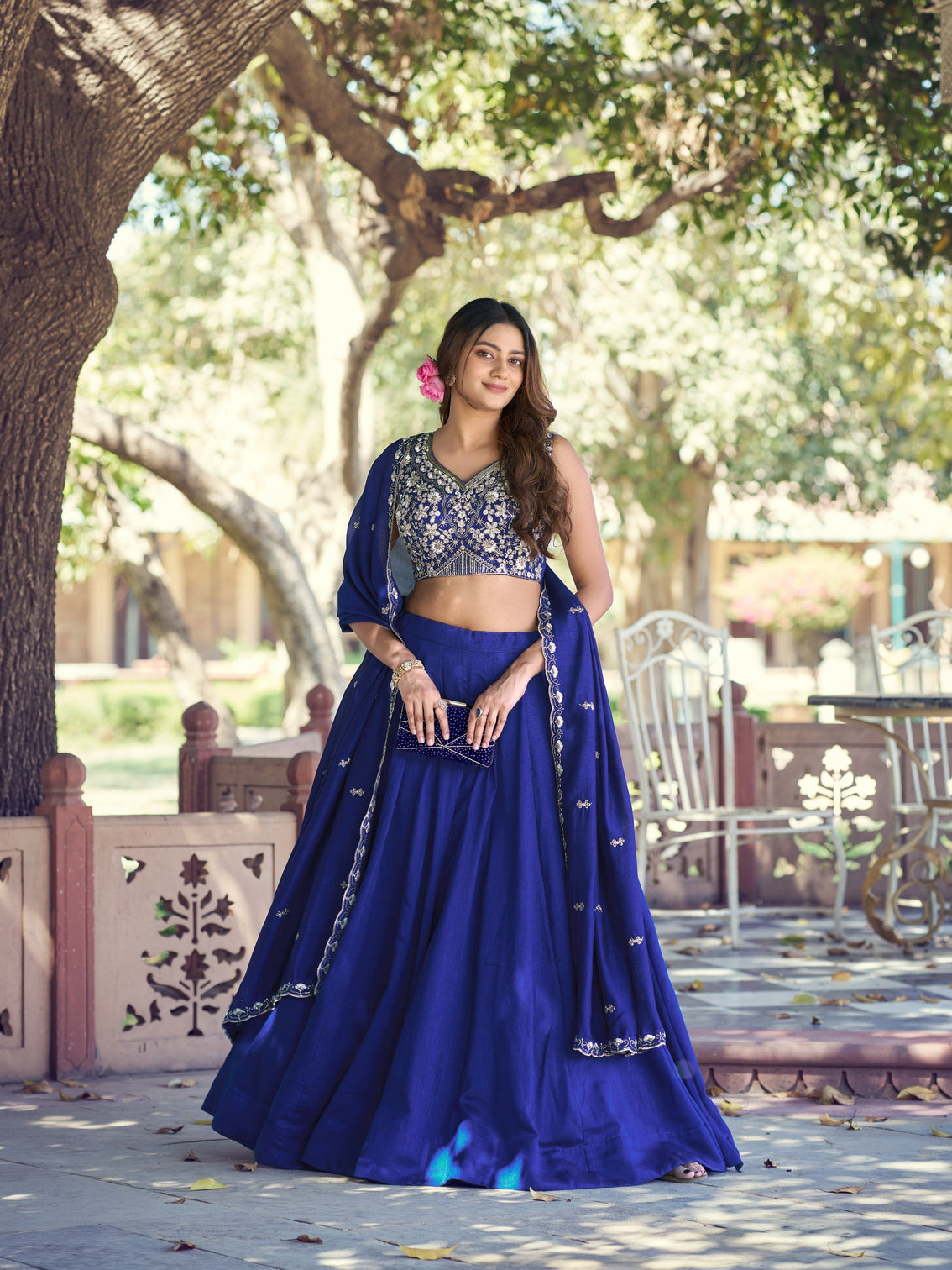 Royal blue color kashmiri chaniya choli