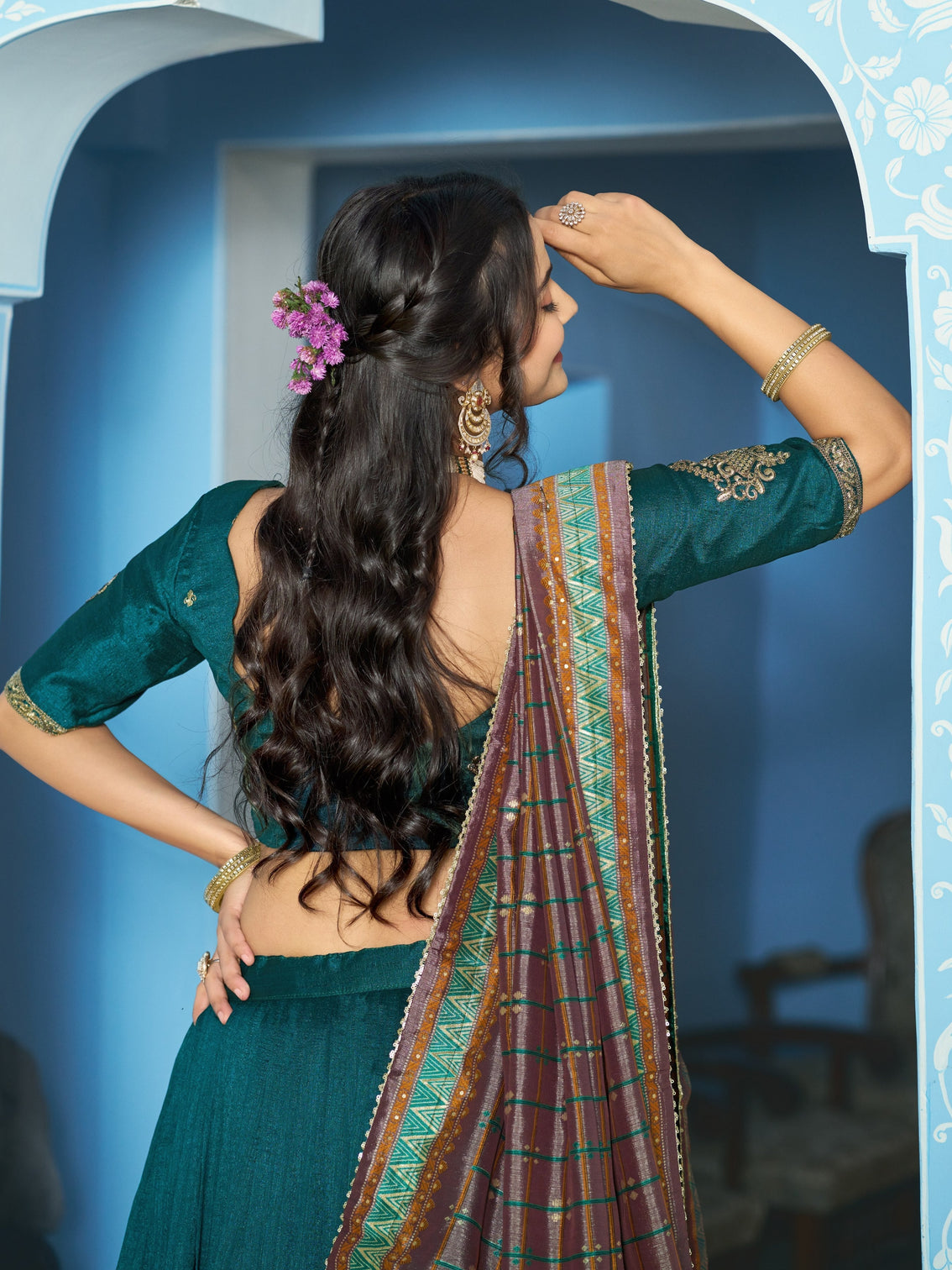 Teal color traditional lehenga choli