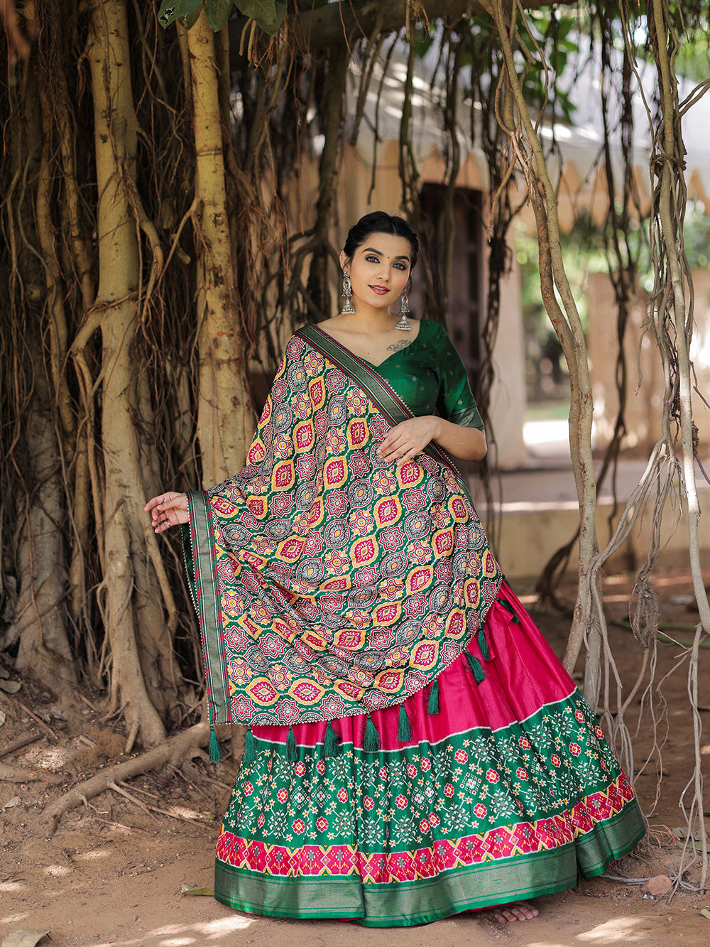 Pink Color Printed With Foil Work Dola Silk Lehenga Choli