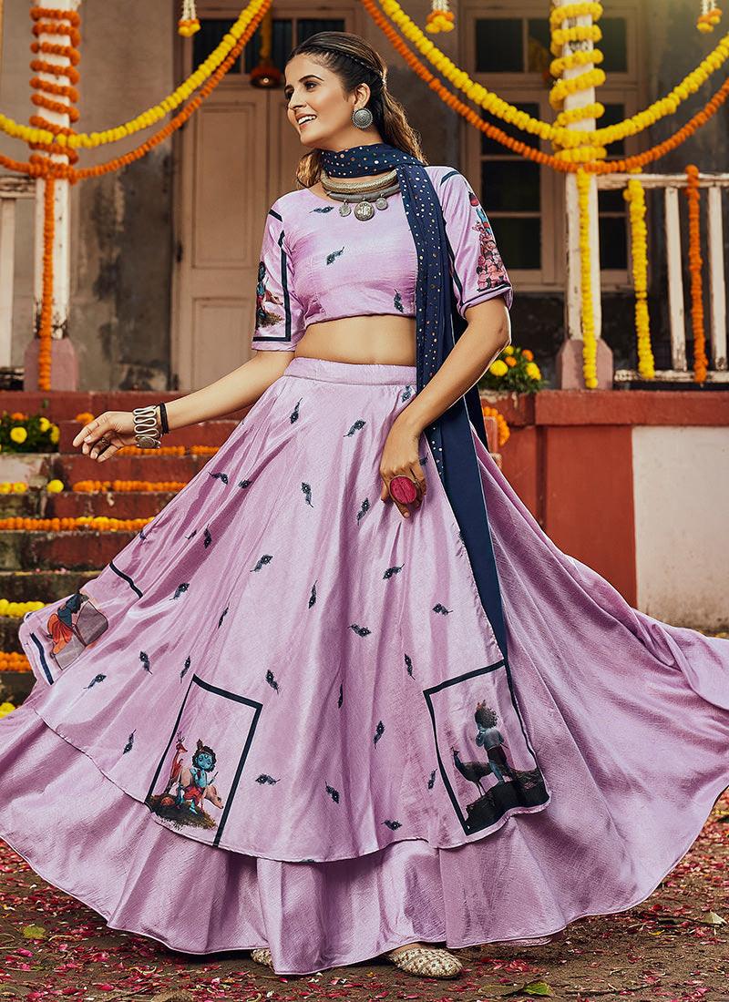 Digital Print Dusty Pink Navratri Ghagra Choli