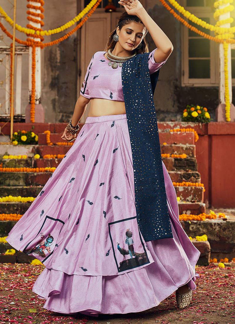 Digital Print Dusty Pink Navratri Ghagra Choli