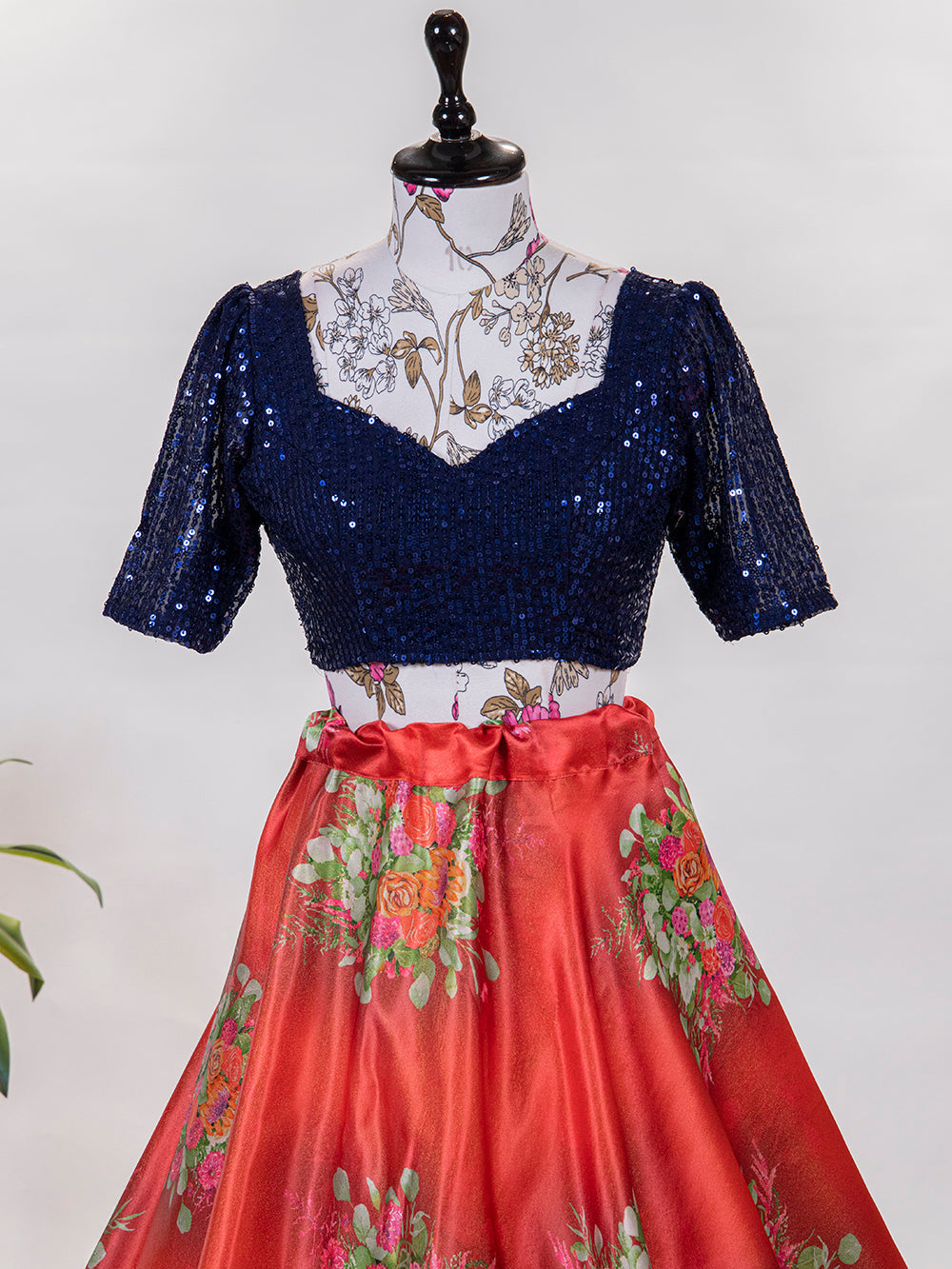 Red Color Printed Digital Satin Silk Lehenga Choli