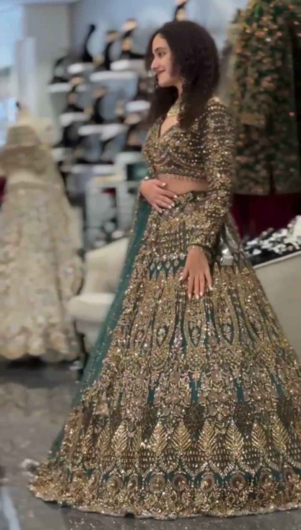 Teal Butterfly Net Lehenga with Embroidery Sequins Work