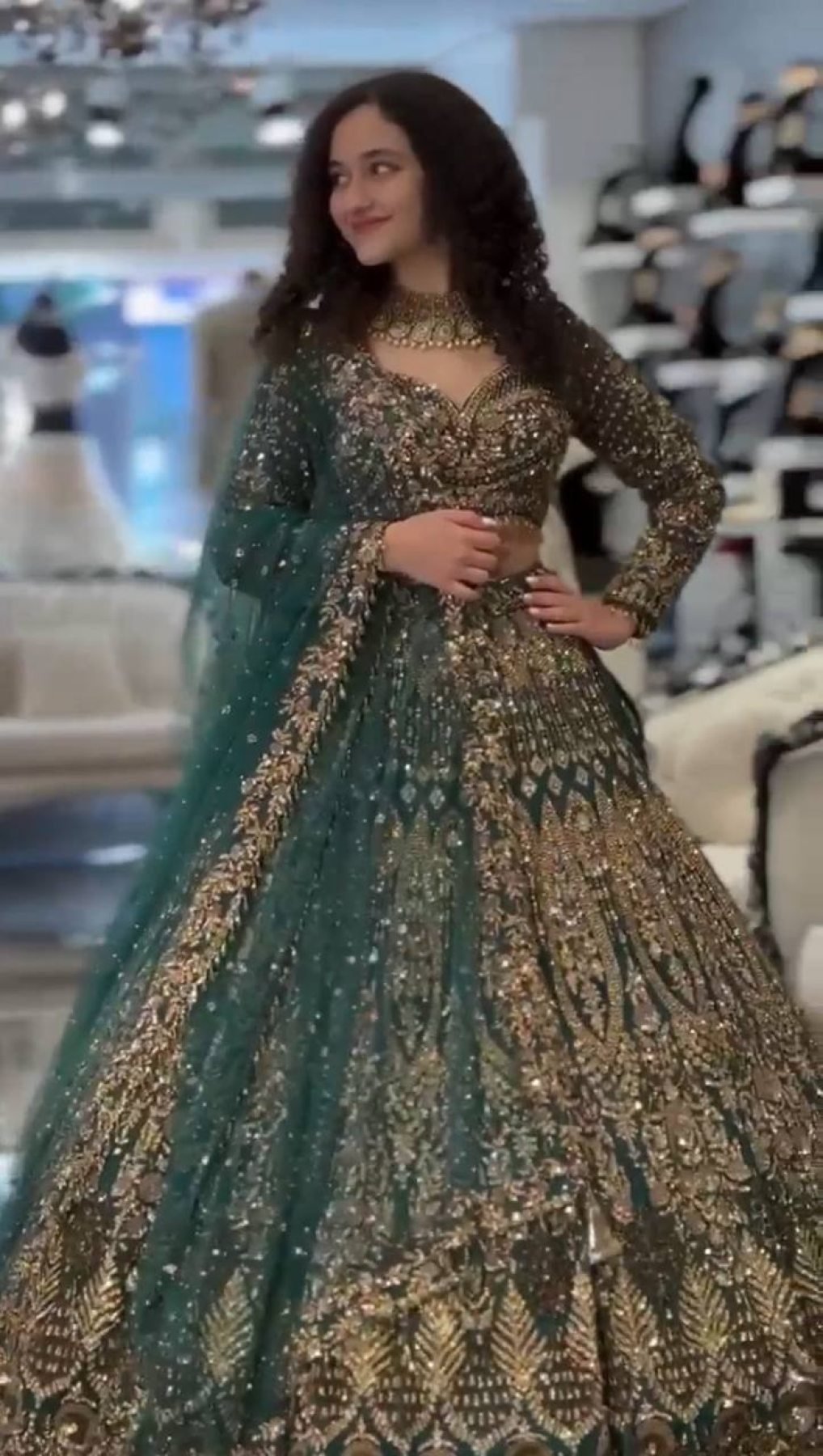 Teal Butterfly Net Lehenga with Embroidery Sequins Work