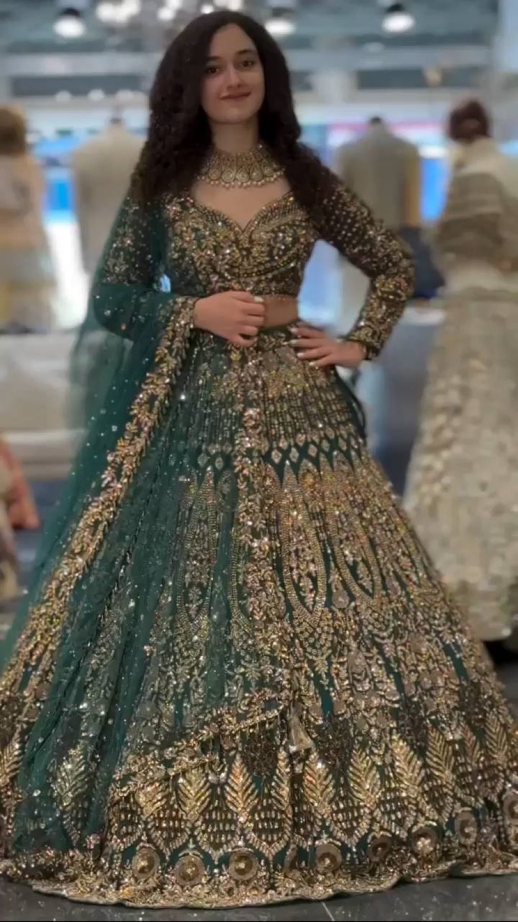Teal Butterfly Net Lehenga with Embroidery Sequins Work