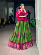 Dola Silk Shibori Print Lehenga Set
