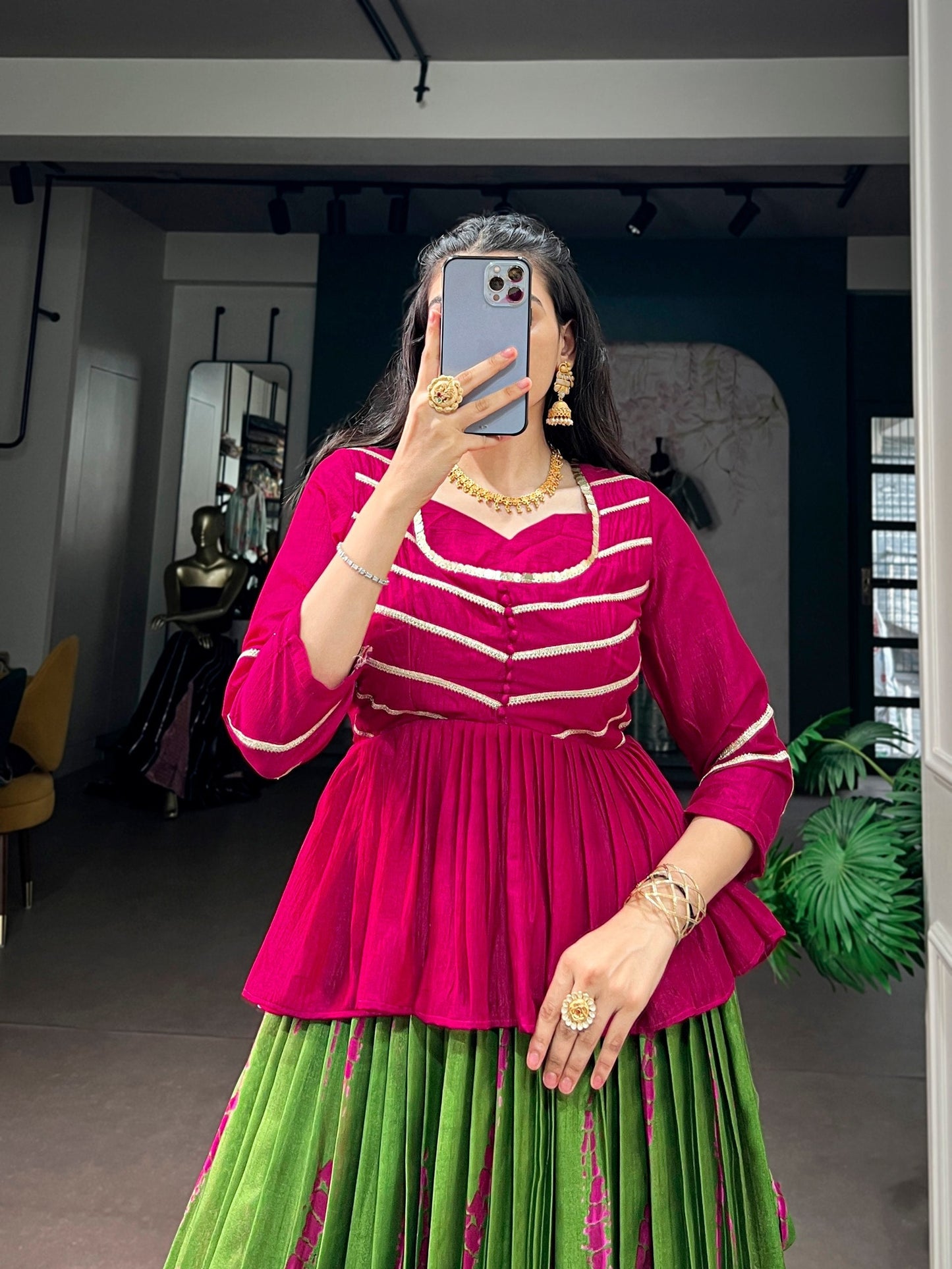 Dola Silk Shibori Print Lehenga Set
