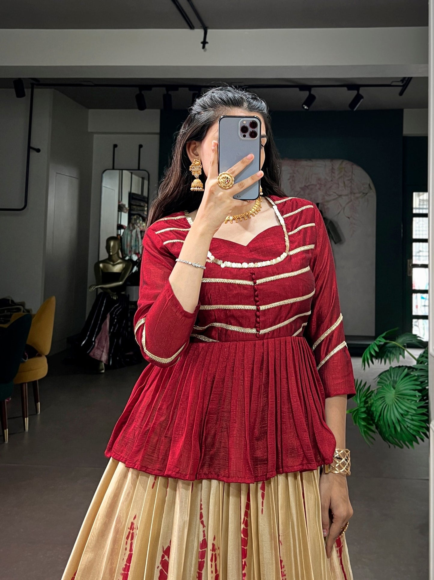 Dola Silk Shibori Print Lehenga Set