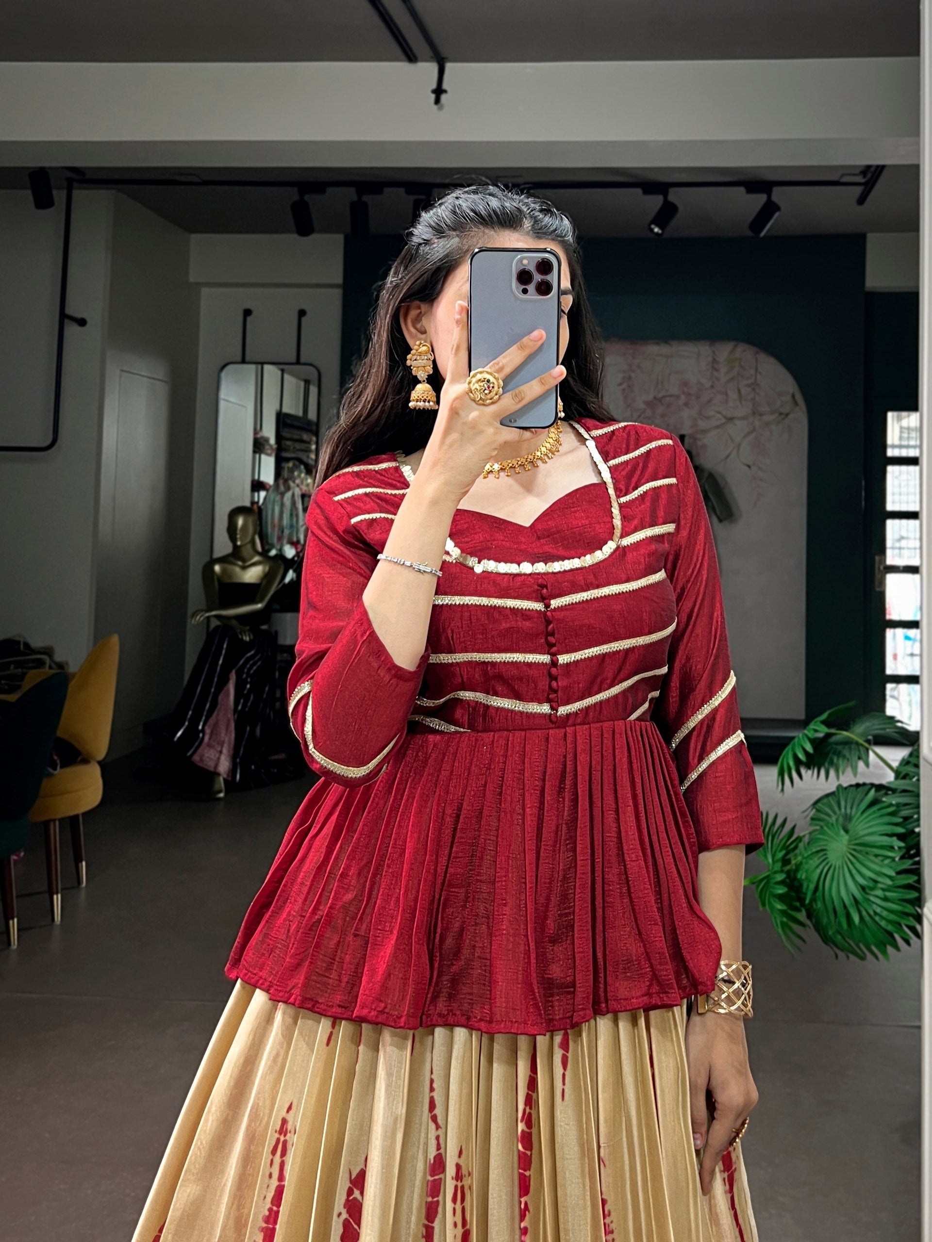 Dola Silk Shibori Print Lehenga Set
