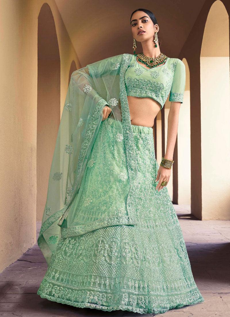 Dreadful Light Green Color Soft Net Base With Sequins Work Lehenga Choli