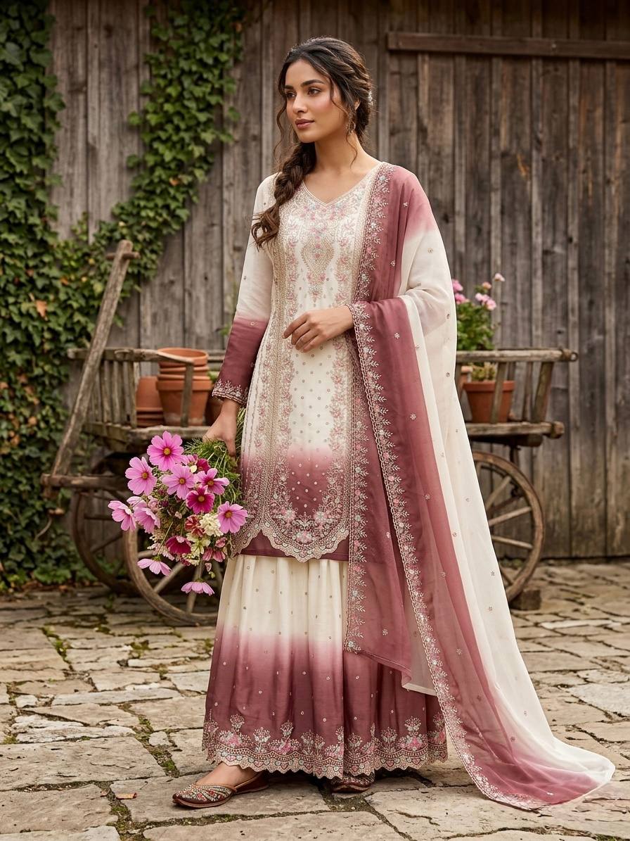 Dual Tone Designer Plazzo Set