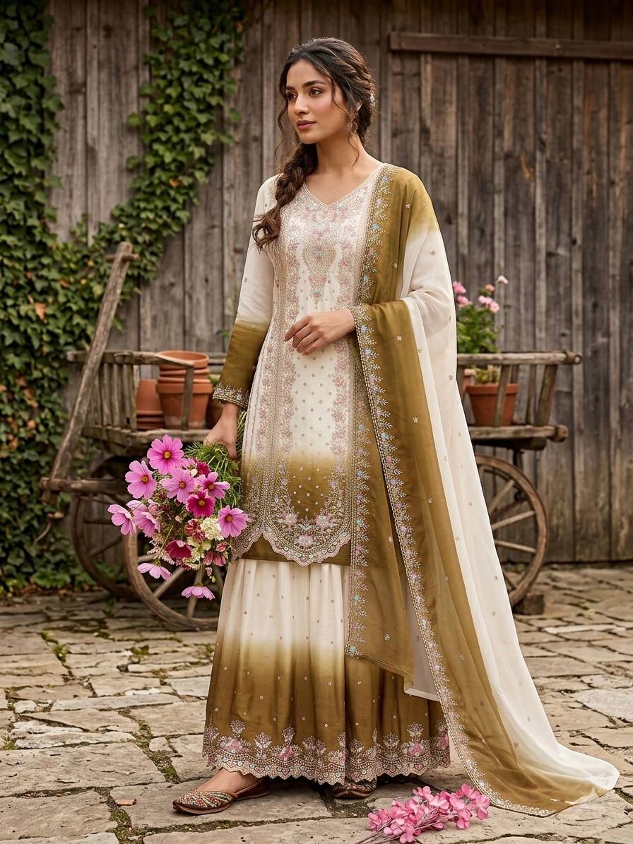 Dual Tone Designer Plazzo Set