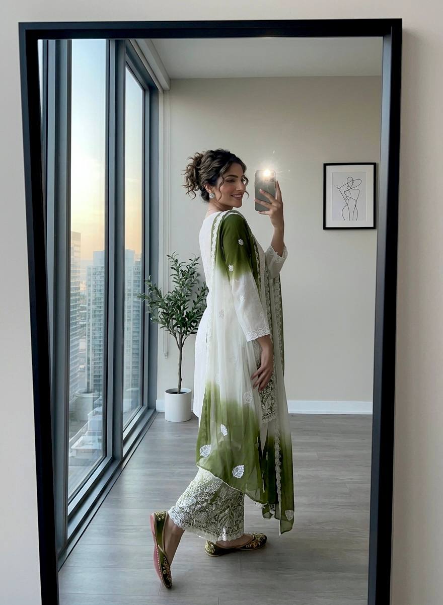 Dual Tone Jarkhan Diamond Work Palazzo Suit