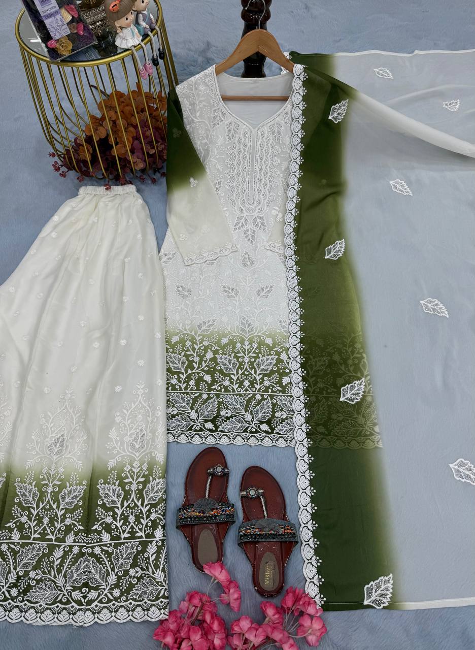 Dual Tone Jarkhan Diamond Work Palazzo Suit