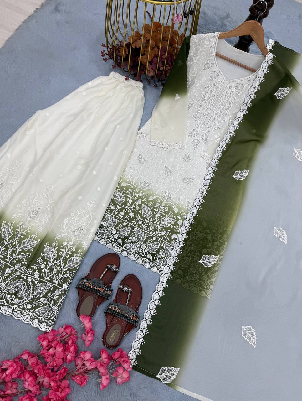 Dual Tone Jarkhan Diamond Work Palazzo Suit