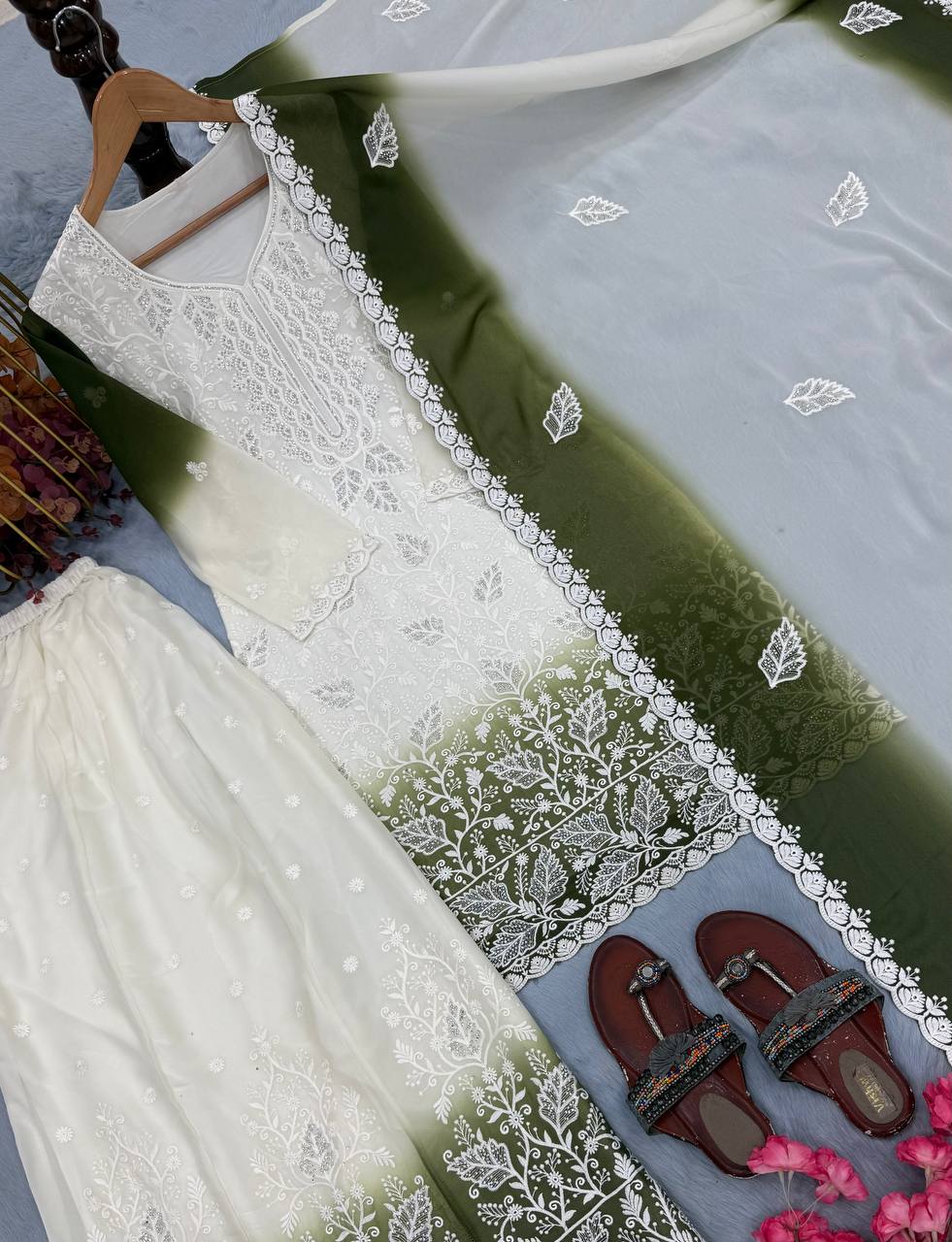 Dual Tone Jarkhan Diamond Work Palazzo Suit