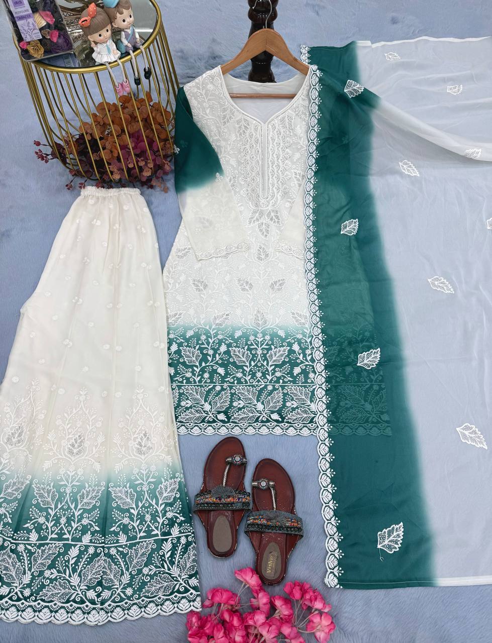 Dual Tone Jarkhan Diamond Work Palazzo Suit