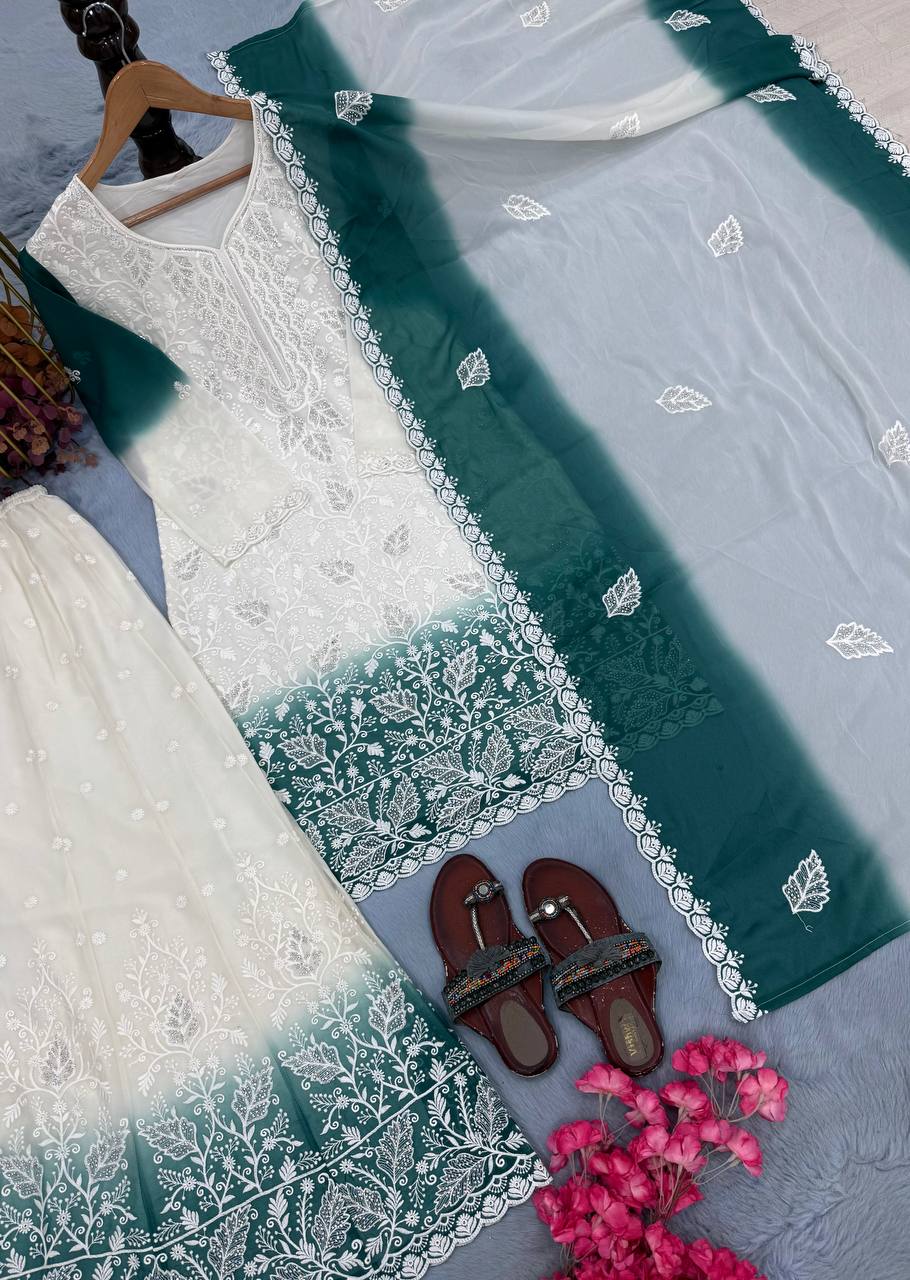 Dual Tone Jarkhan Diamond Work Palazzo Suit