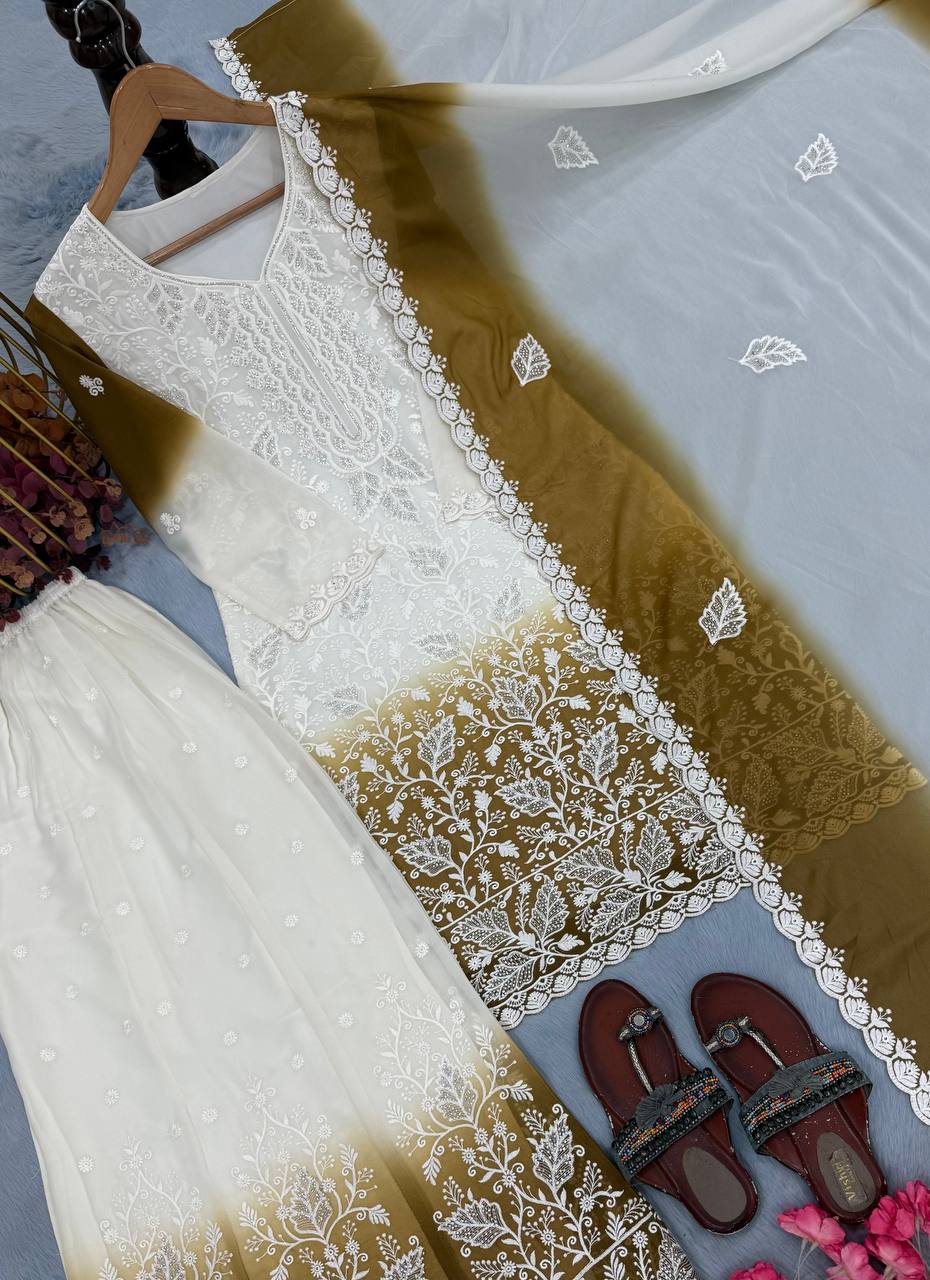 Dual Tone Jarkhan Diamond Work Palazzo Suit