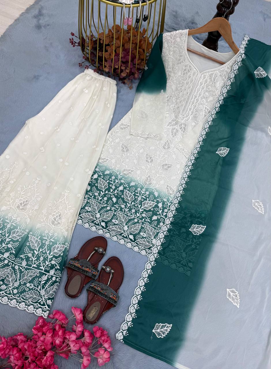 Dual Tone Jarkhan Diamond Work Palazzo Suit