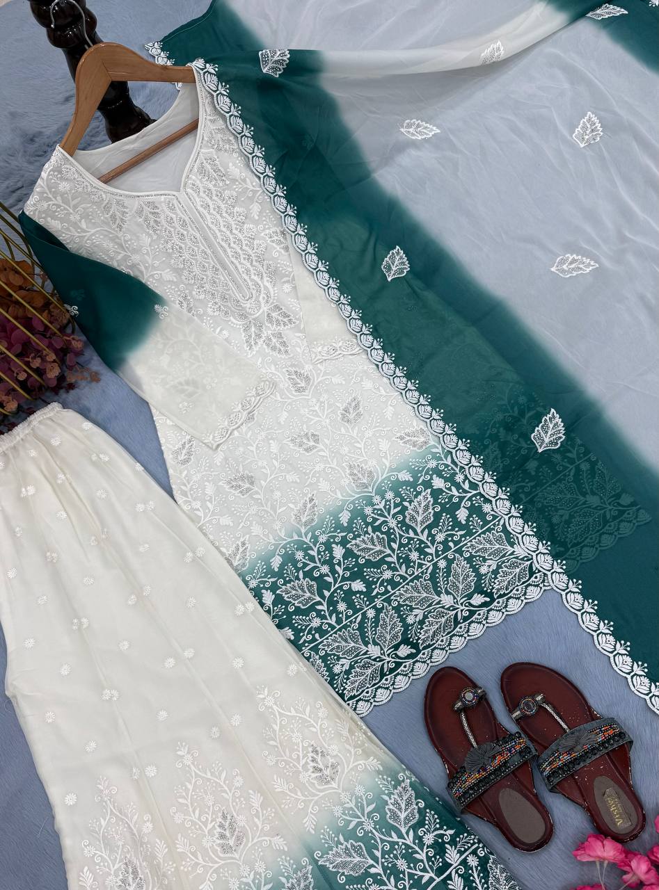 Dual Tone Jarkhan Diamond Work Palazzo Suit