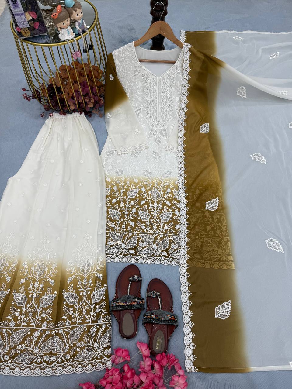 Dual Tone Jarkhan Diamond Work Palazzo Suit