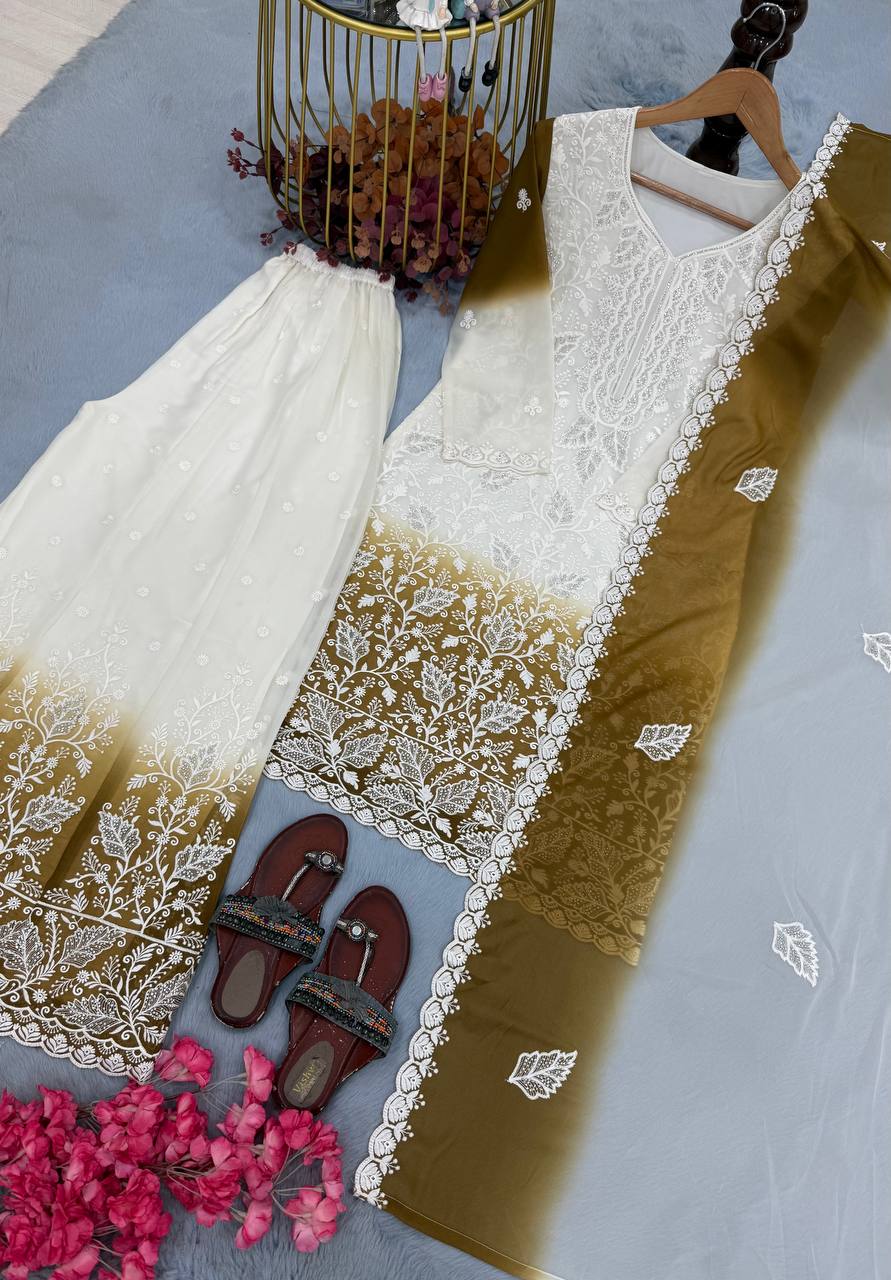 Dual Tone Jarkhan Diamond Work Palazzo Suit