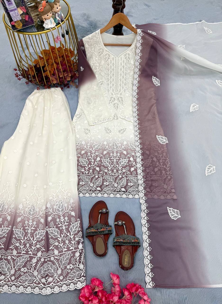 Dual Tone Jarkhan Diamond Work Palazzo Suit