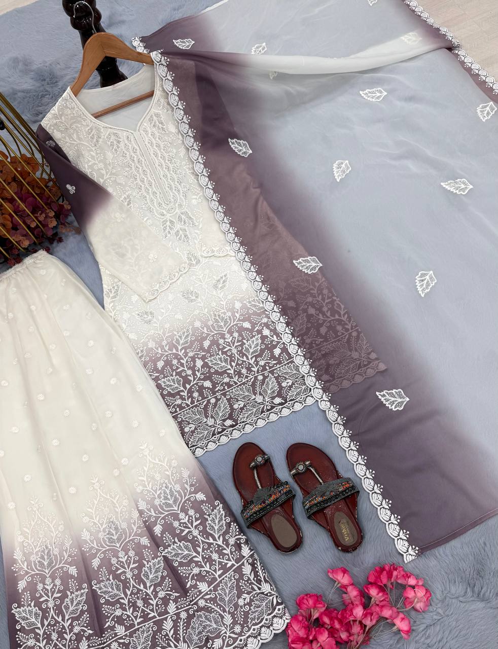 Dual Tone Jarkhan Diamond Work Palazzo Suit