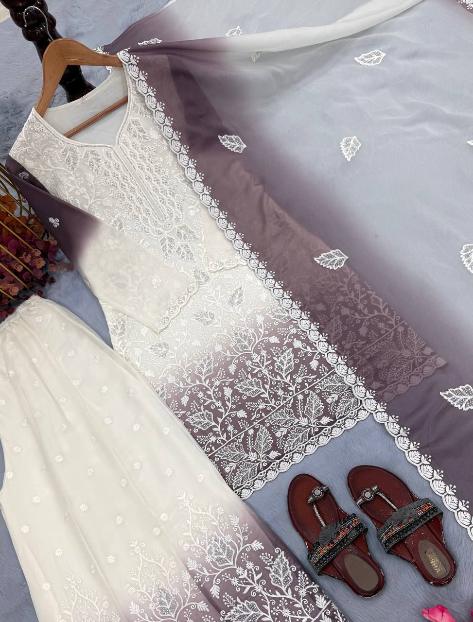 Dual Tone Jarkhan Diamond Work Palazzo Suit