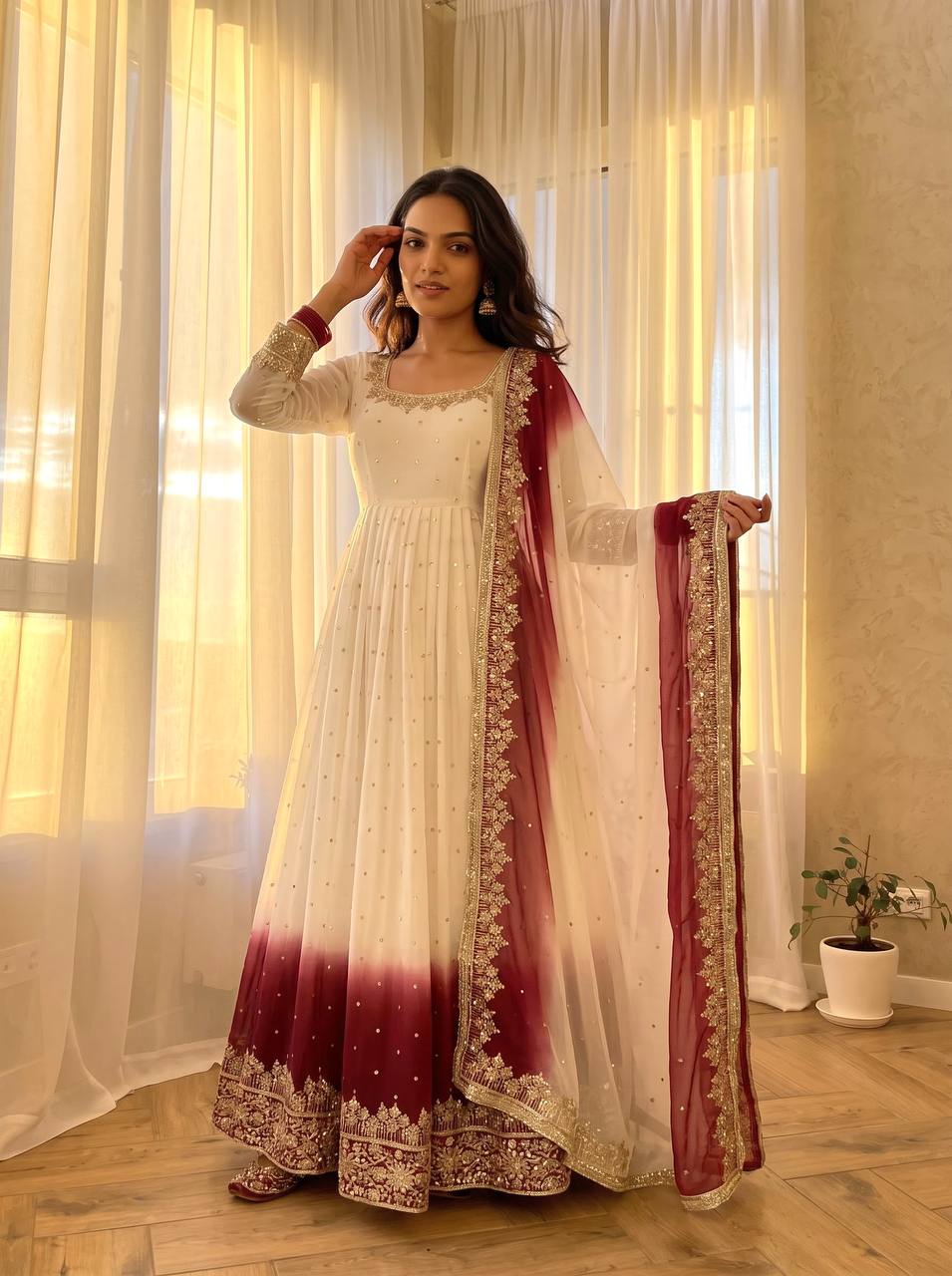 Dual Tone Sequin Anarkali Gown