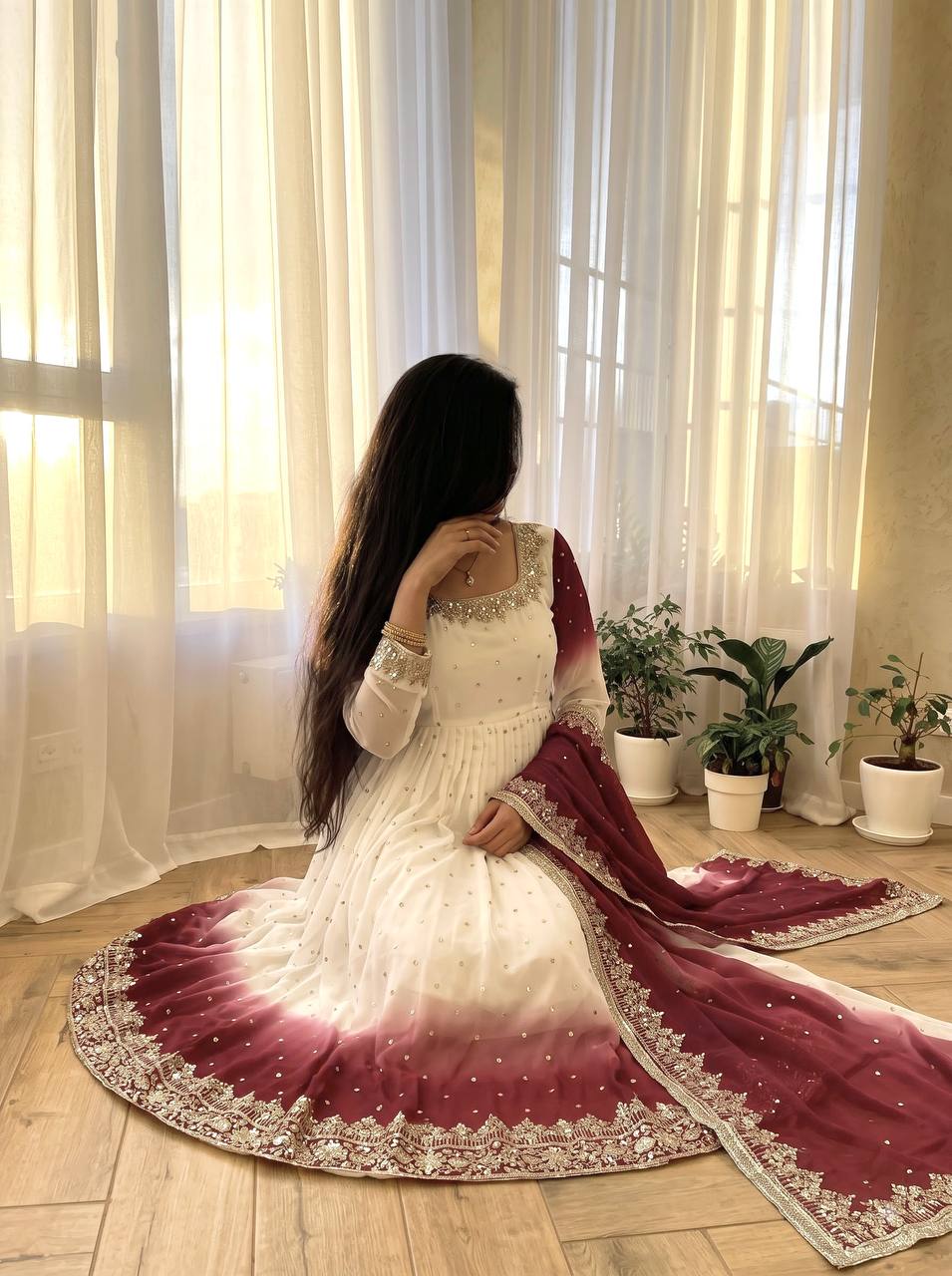 Dual Tone Sequin Anarkali Gown