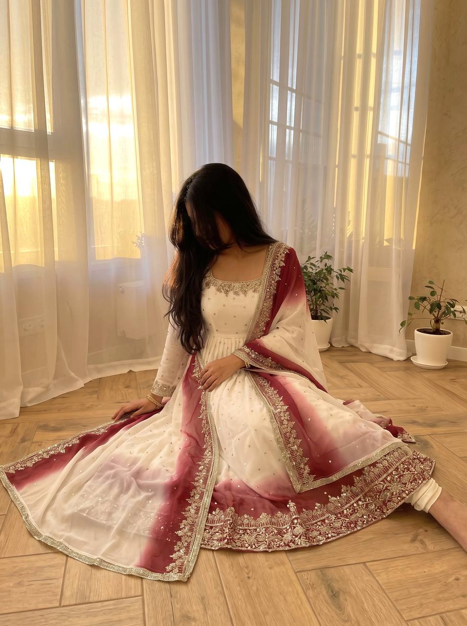 Dual Tone Sequin Anarkali Gown
