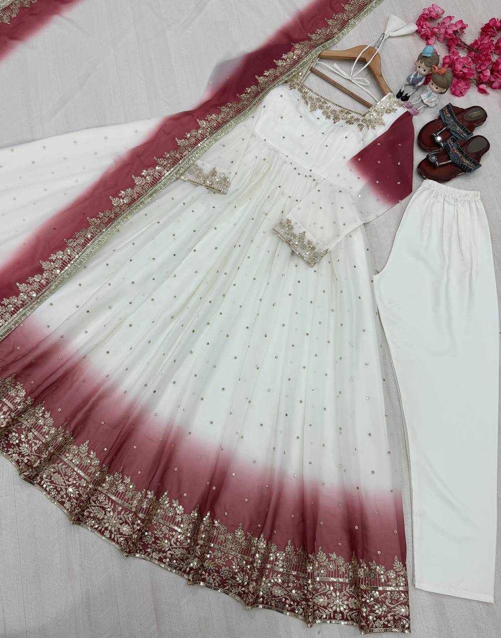 Dual Tone Sequin Anarkali Gown