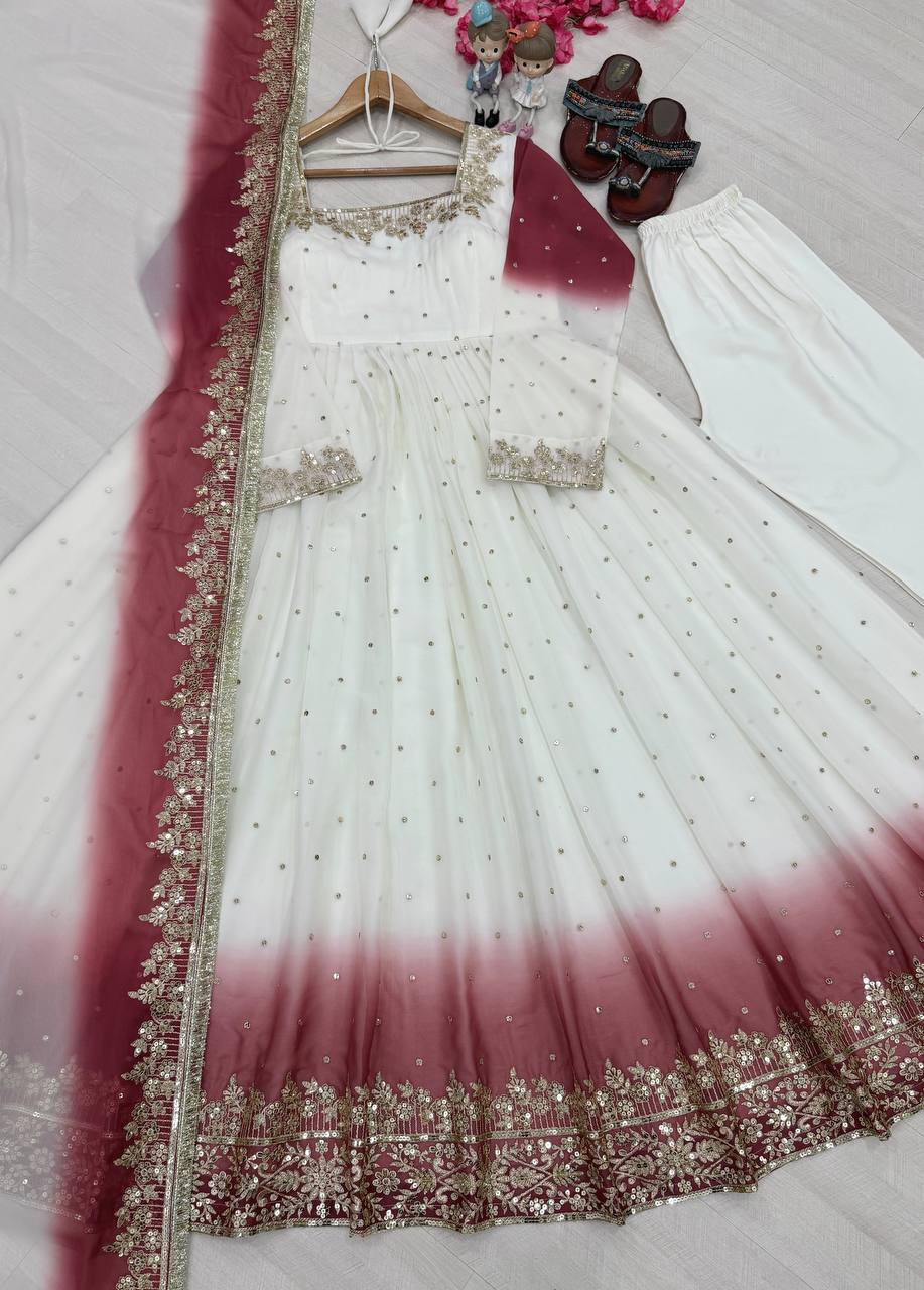 Dual Tone Sequin Anarkali Gown